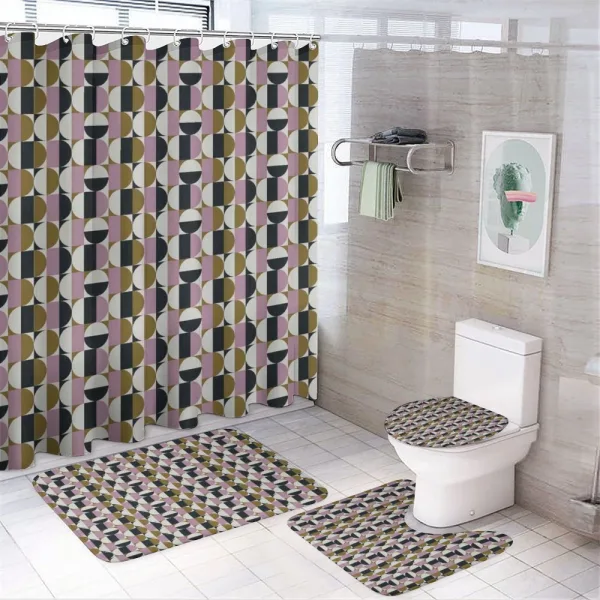 Bauhaus Geometric Pattern on a shower curtain