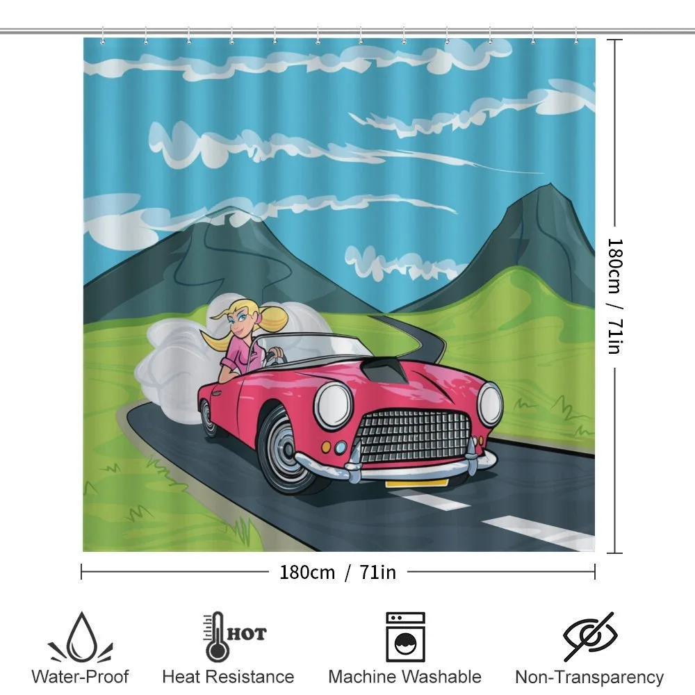 Blonde Girl Drives on Road — Detail 2