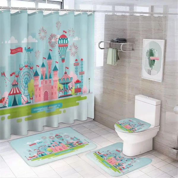 Childish Cartoon Fun on a shower curtain
