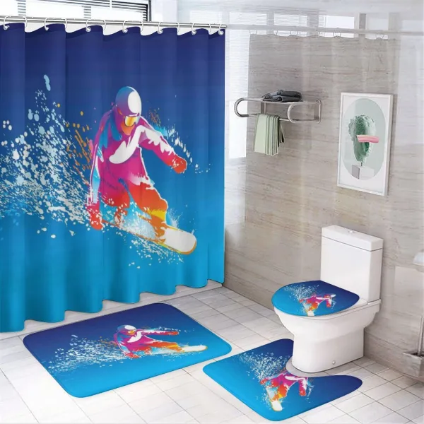 Colorful Snowboarding Man on a shower curtain