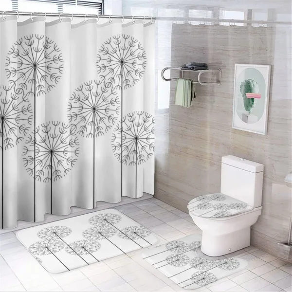 Digital Flower Dandelion on a shower curtain