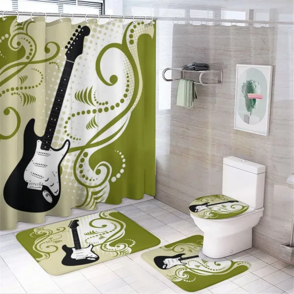 Electric Bass Guitar on a shower curtain