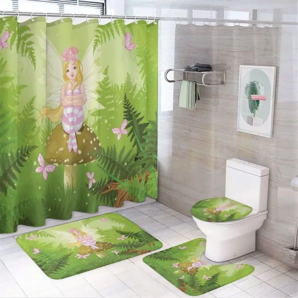 Fairy Girl Floral Hair on a shower curtain