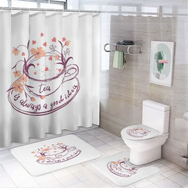 Herbs Flowers Hot Cup on a shower curtain