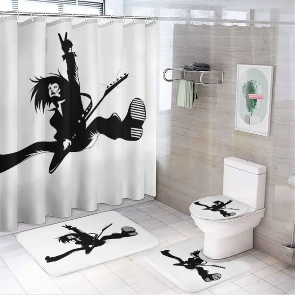 Lead Guitar Jumping on a shower curtain