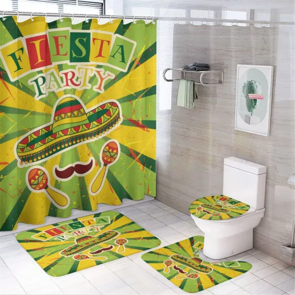 Maracas and Mustache on a shower curtain