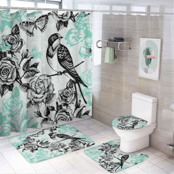 Mockingbird on Rose Tree on a shower curtain