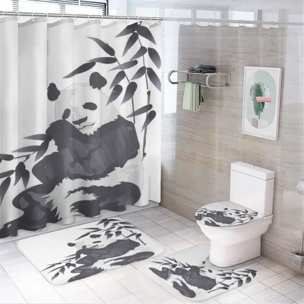 Panda in Zoo Chinese on a shower curtain