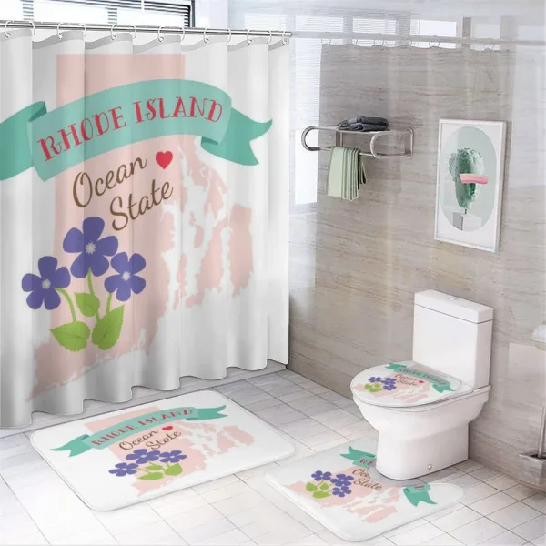 Retro Design State Map on a shower curtain