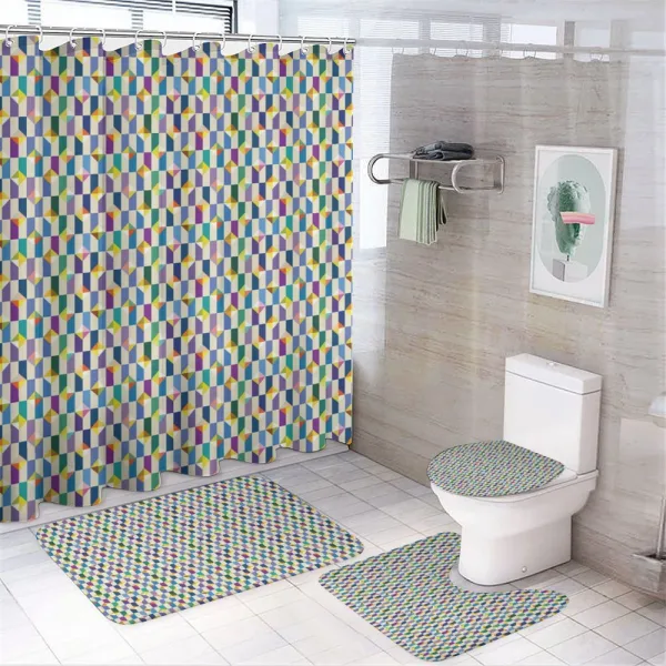Retro Triangles Rectangles on a shower curtain