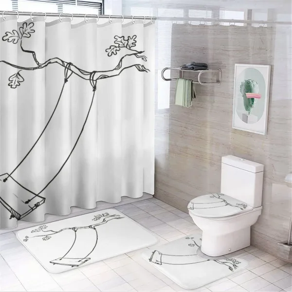 Sketchy Tree Swing Joy on a shower curtain