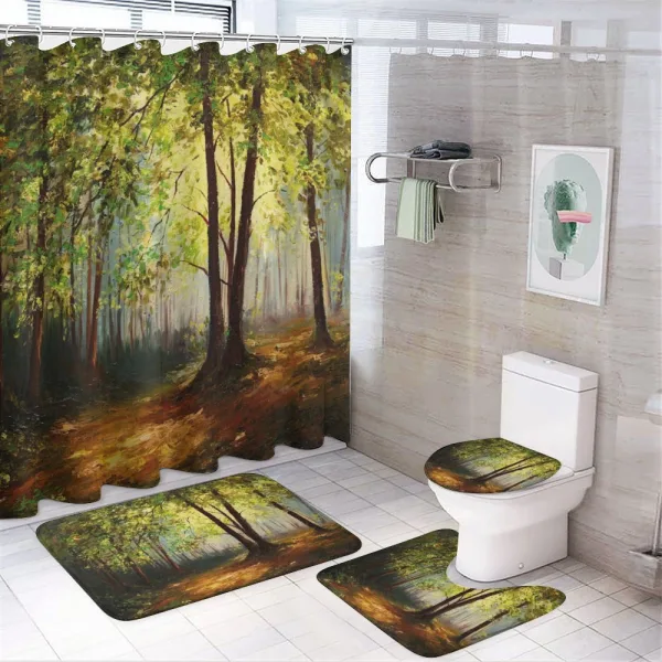Spring Woodland Trees on a shower curtain