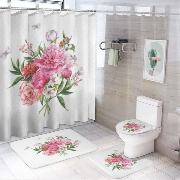 Vintage Bouquet of Flowers on a shower curtain