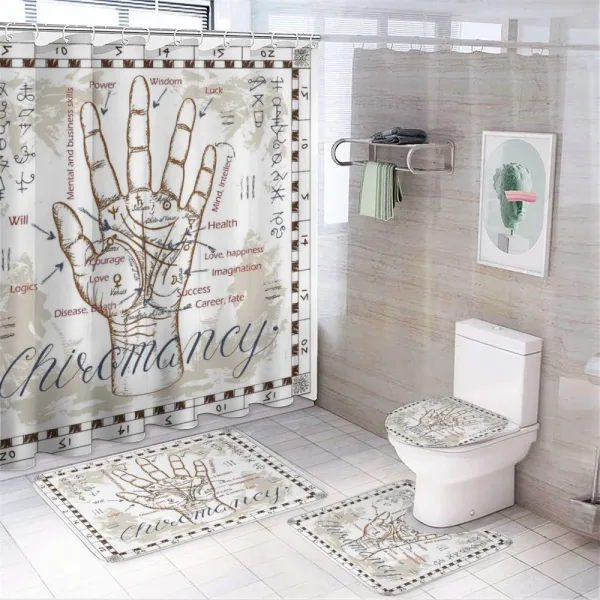 Vintage Chiromancy Chart on a shower curtain