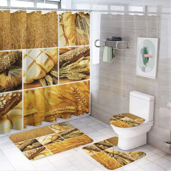 Wheat Stages Collage on a shower curtain