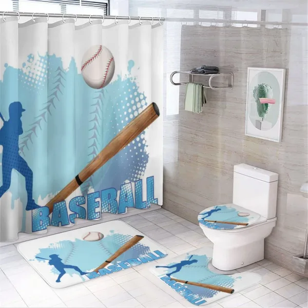Baseball Sport Cartoon on a shower curtain