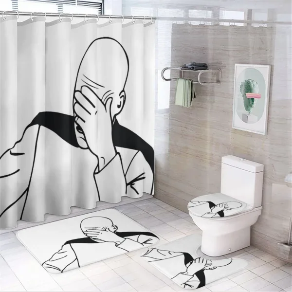 Captain Picard Face Palm on a shower curtain