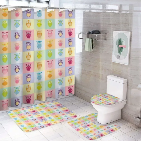 Colorful Owl Kids on a shower curtain
