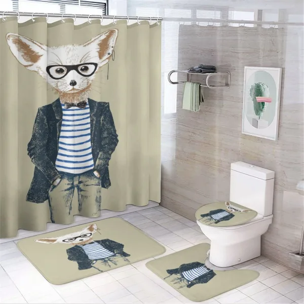 Cool Fennec with Earrings on a shower curtain