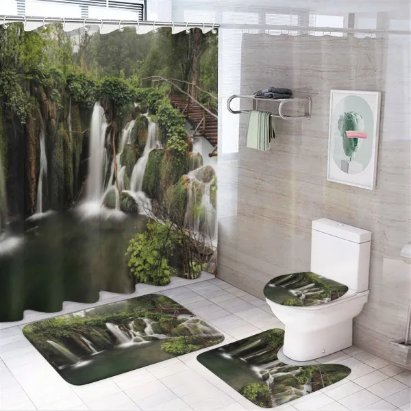 Crotian Round Waterfall on a shower curtain
