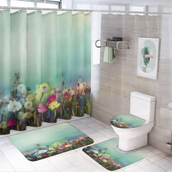 Dandelion Daisy Poppy on a shower curtain