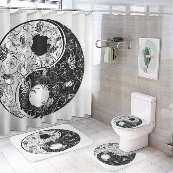 Floral Ornamentation on a shower curtain