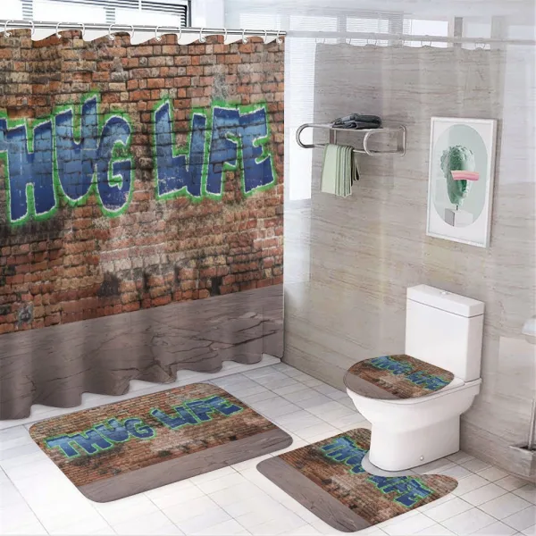 Graffiti Words Brick Wall on a shower curtain