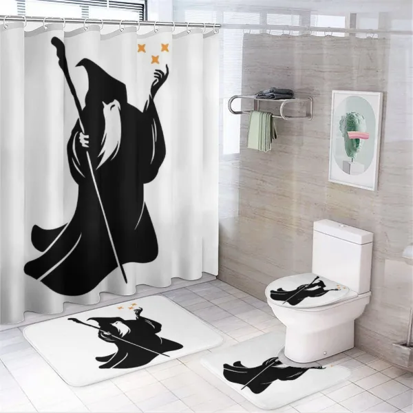 Grey Druid Holding Stars on a shower curtain