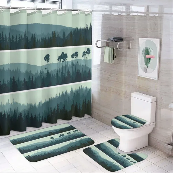 Hills of Coniferous Firs on a shower curtain