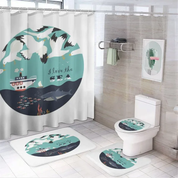 I Love the Sea Words on a shower curtain