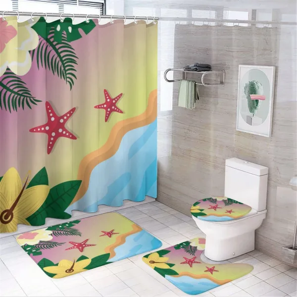 Lovey Tropic Nautical on a shower curtain