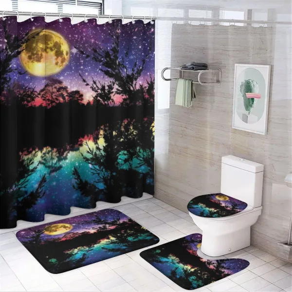 Night Sky Trees on a shower curtain