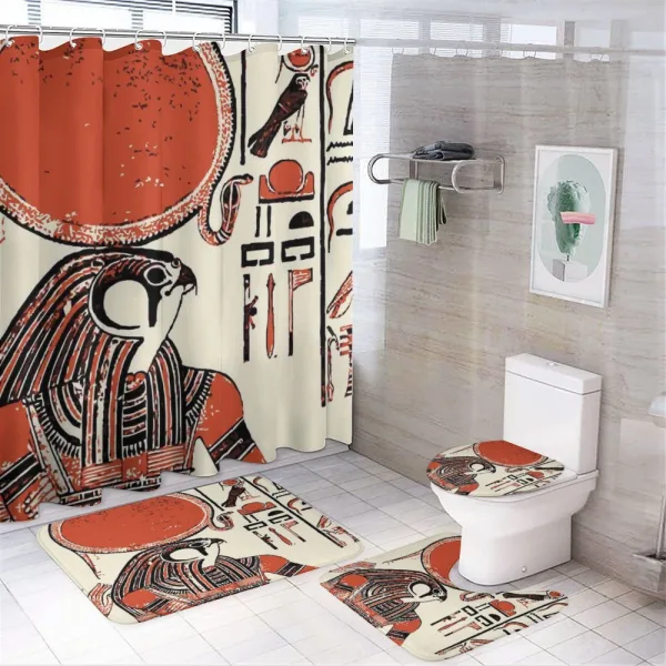 Old Language on a shower curtain