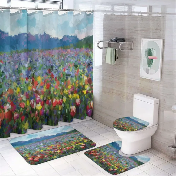 Rural Landscape Tulip on a shower curtain