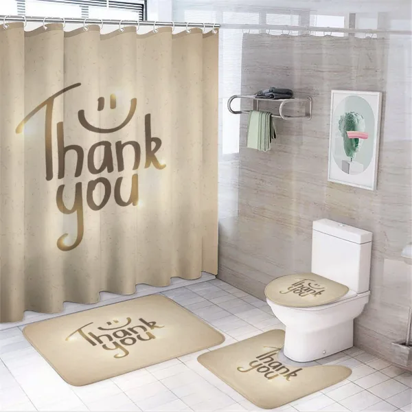 Simple Words Smiling Sign on a shower curtain