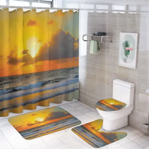 Sunset Beach in Brazil City on a shower curtain