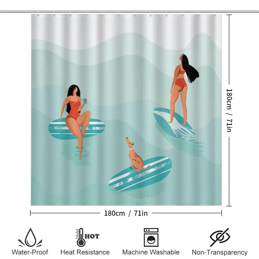 Surfing Girls with a Dog — Detail 2