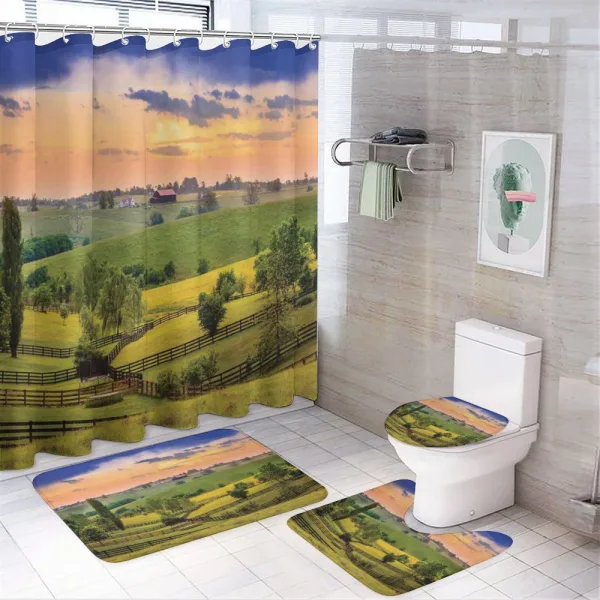 Surreal Countryside on a shower curtain