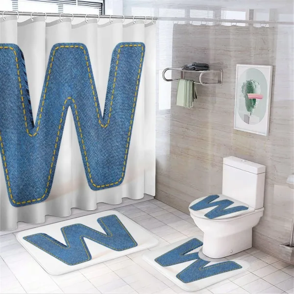 Symmetrical Sign W on a shower curtain