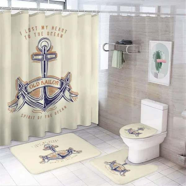 Vintage Style Anchor Sign on a shower curtain