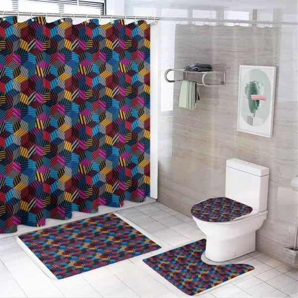 3D Cube Stripes Style on a shower curtain