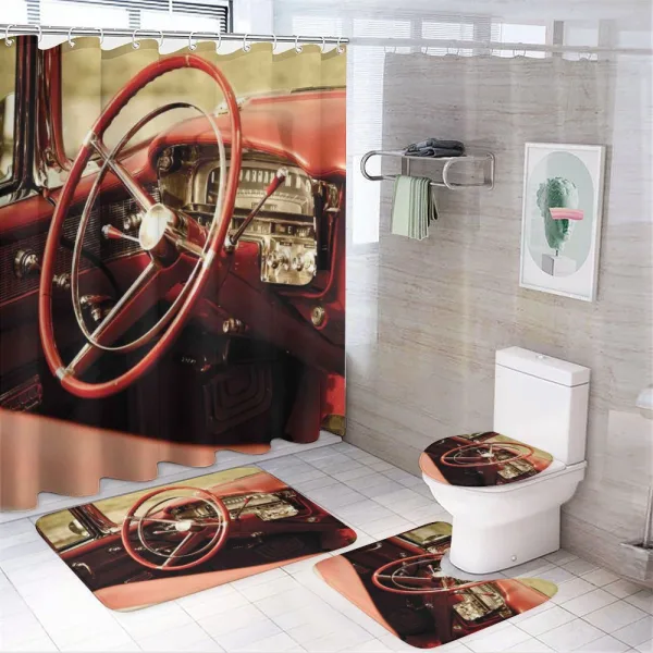 Antique Classic Car on a shower curtain