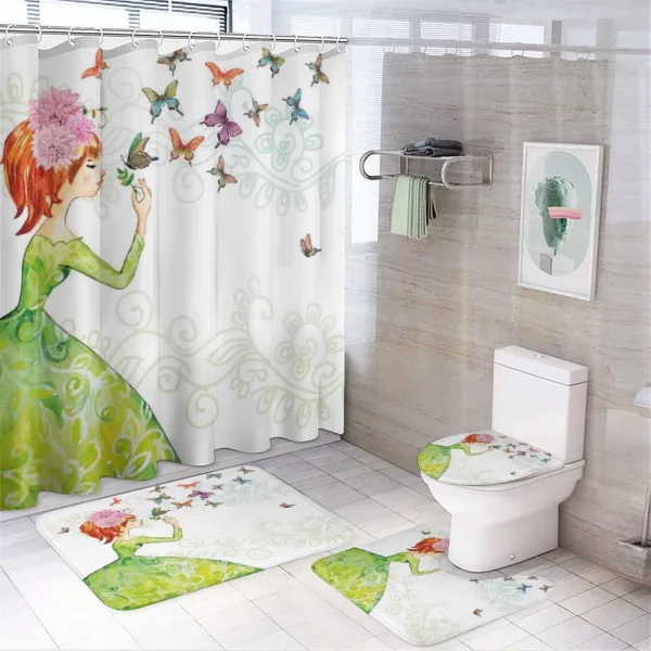 Cartoon Lady Pastel on a shower curtain