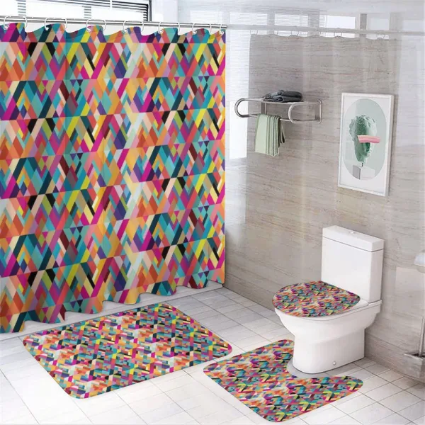Diagonal Colorful Tile on a shower curtain