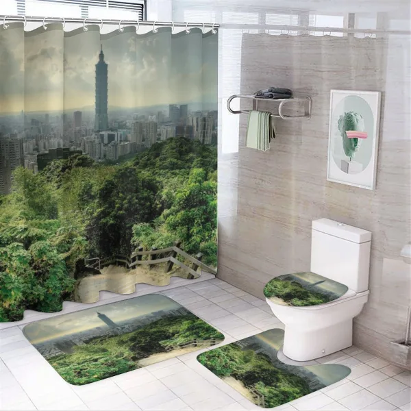 Dramatic Cityscape Taipei on a shower curtain