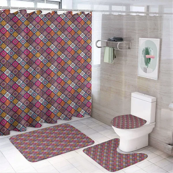 Folkloric Boho Flowers on a shower curtain