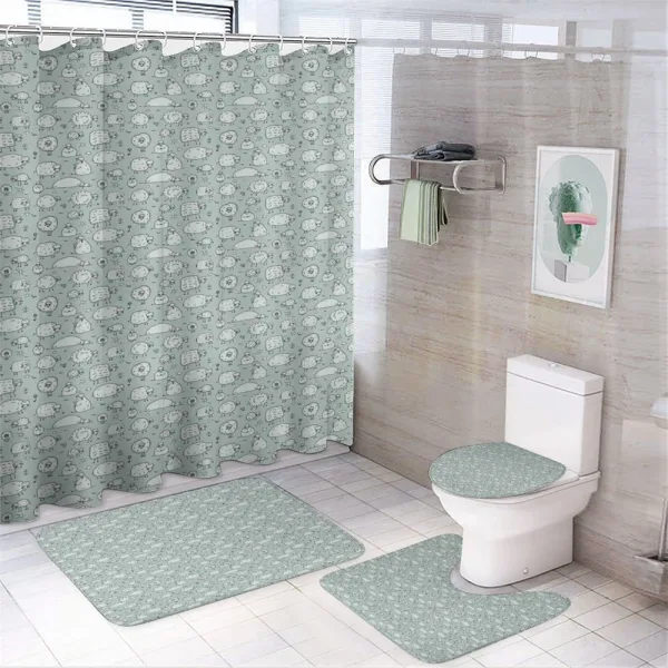 Funny Flock of Sheep Doodle on a shower curtain