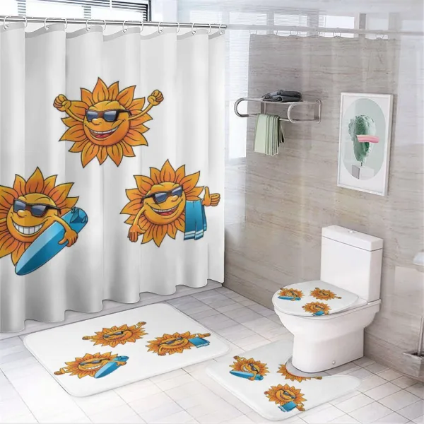 Hippie Surfboards Sun on a shower curtain