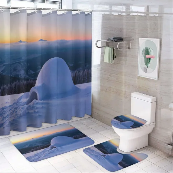 Huge Snowy Hut on a shower curtain