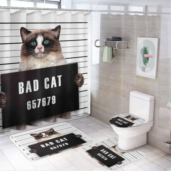 Jail Kitty Under Arrest on a shower curtain